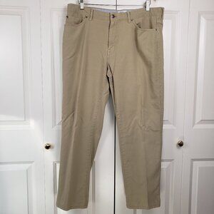 Peter Millar Chino Pants Mens Khaki 38 x 30 Flat Front Crown Logo Stretch